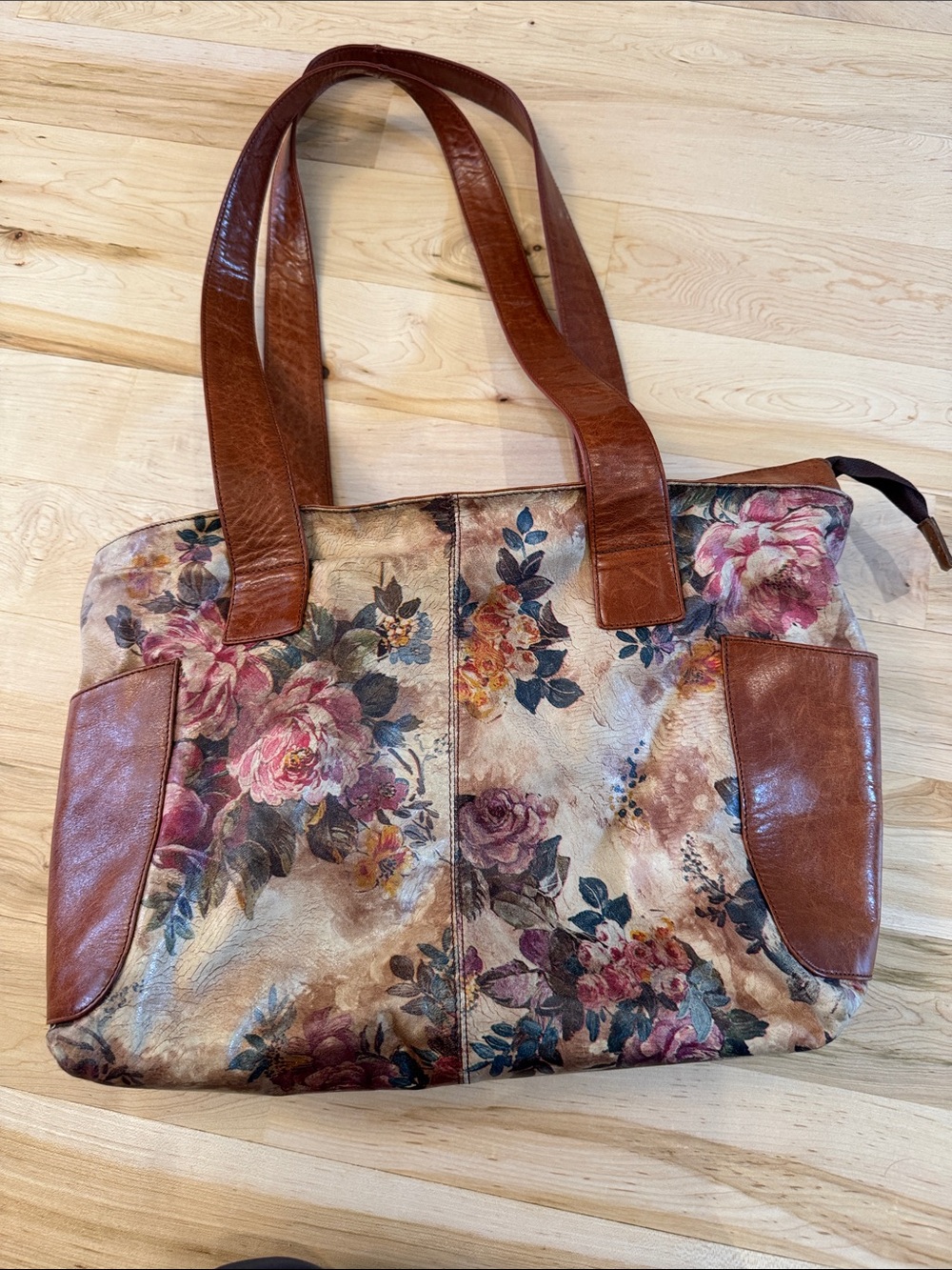 Vintage-Handmade Floral 100% Leather Shoulder Bag Purse-Argentina-Art